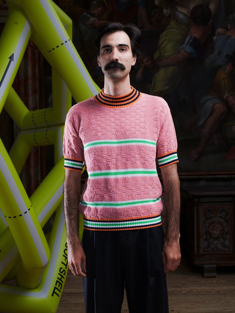 Henrik Vibskov Safe-T Knit Orange Lilac Denim — Aggregate Supply