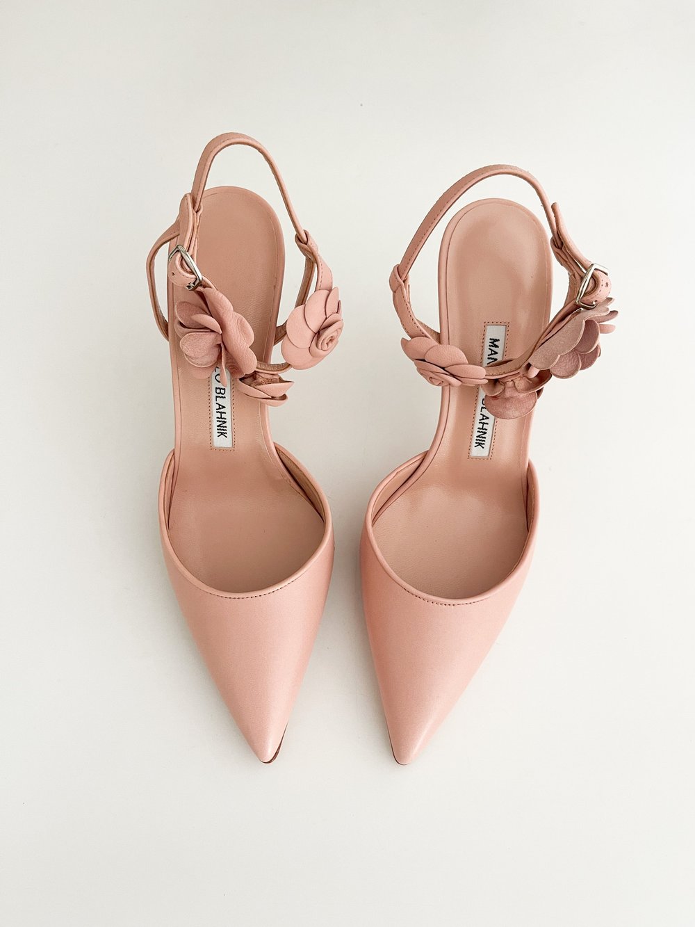 Manolo Blahnik Pink Rose Mule Heels (US 7 / IT 37) — sororité.