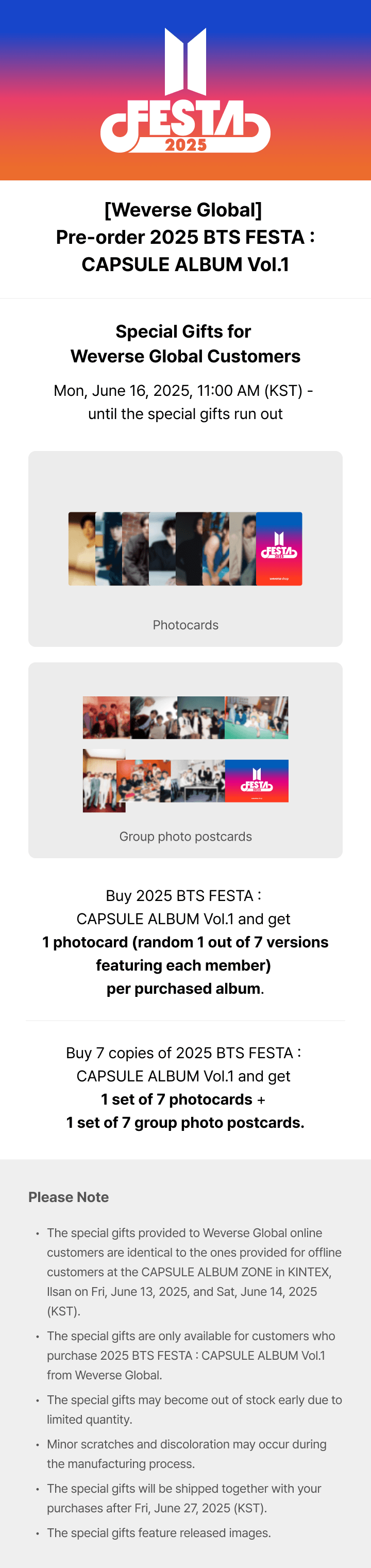 Official preorder BTS - 2025 BTS FESTA : CAPSULE ALBUM Volume 1
