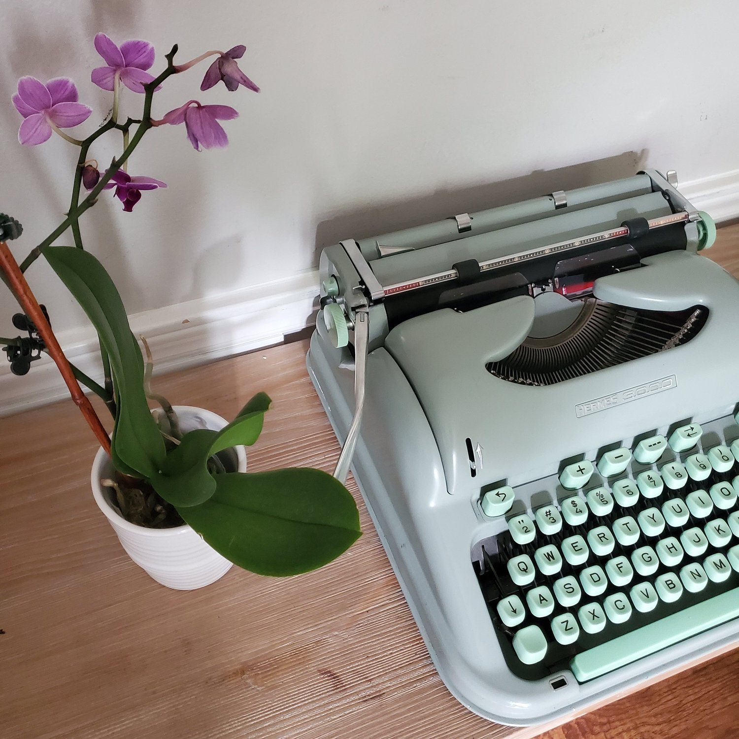 Hermes 3000 vintage typewriter with case and manual, serviced