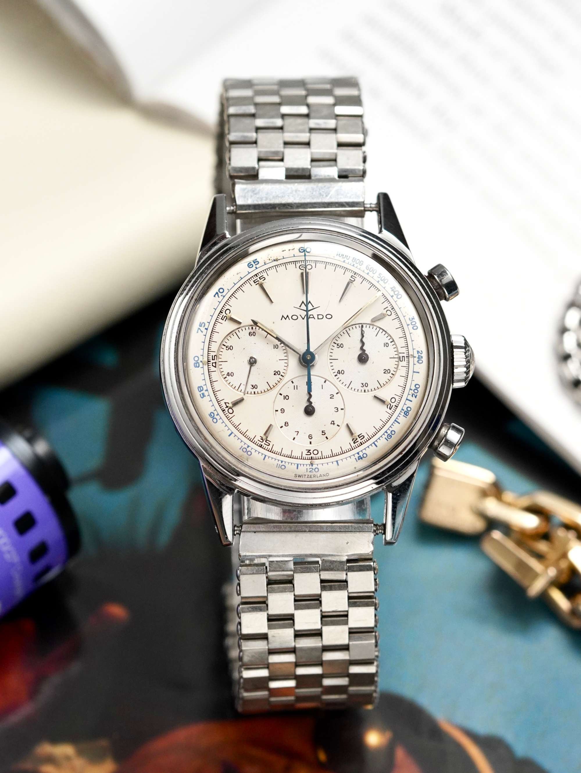 1960's Movado M95 Chronograph Francois Borgel Steel Case