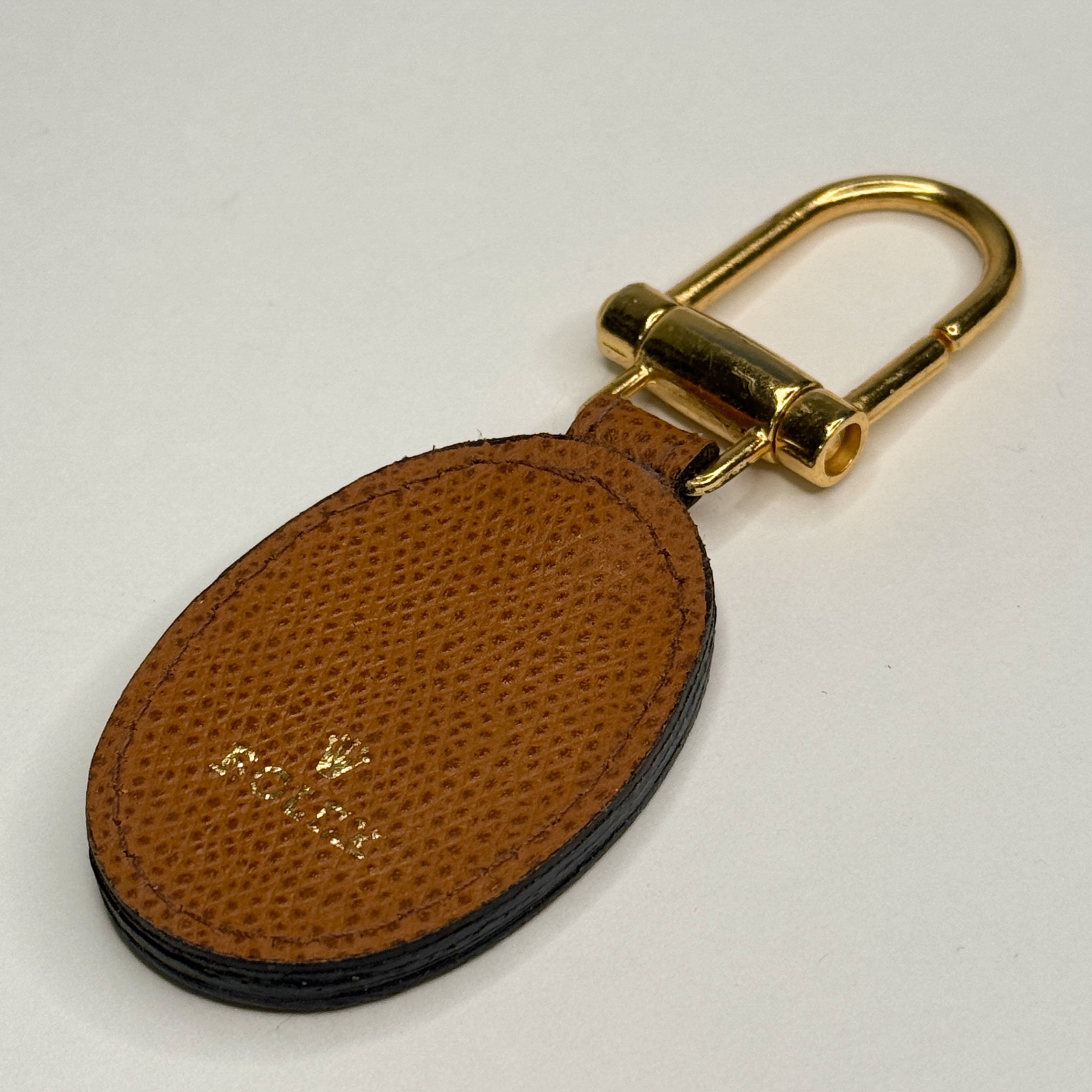 Vintage Rolex Leather Keychain 1990s – Crown Logo Brown & Gold Keyring