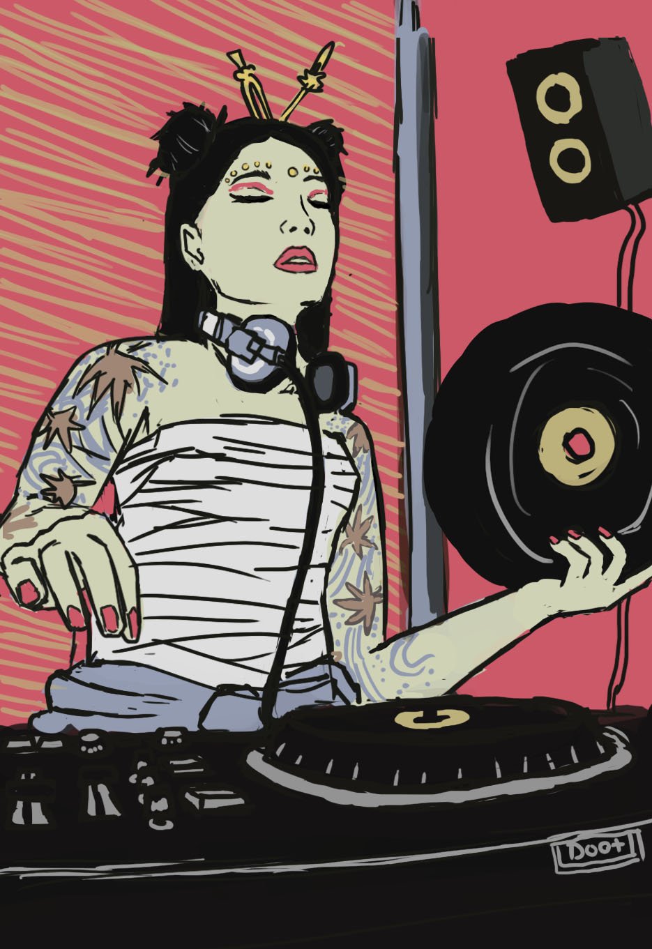 DJ Geisha | Alpacapoco Art | High Quality, Original Artwork