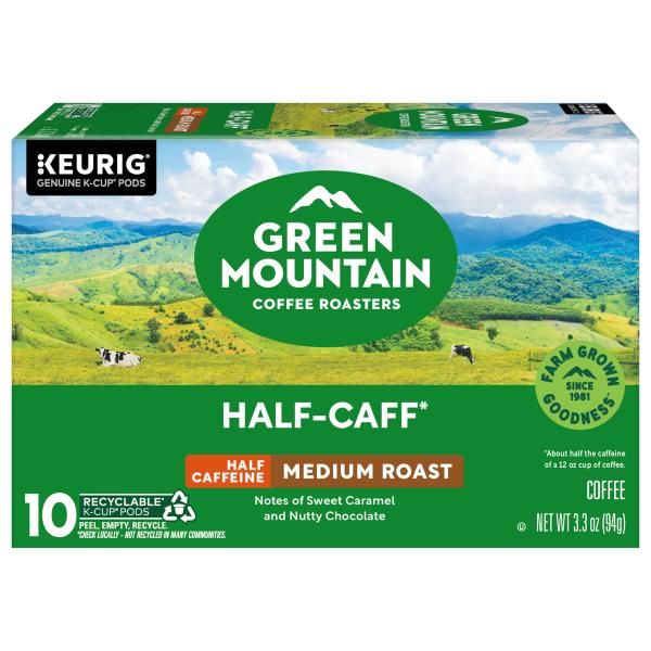 Green Mountain Coffee Roasters K-Cup Pods Half Caffeine Medium