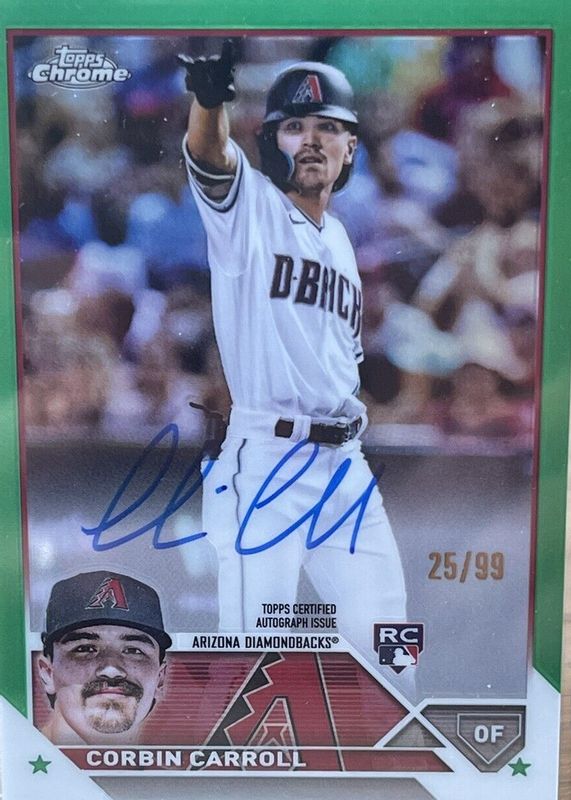 Corbin Carroll 2023 Topps Chrome #RA-CCA Rookie Autographs - Green