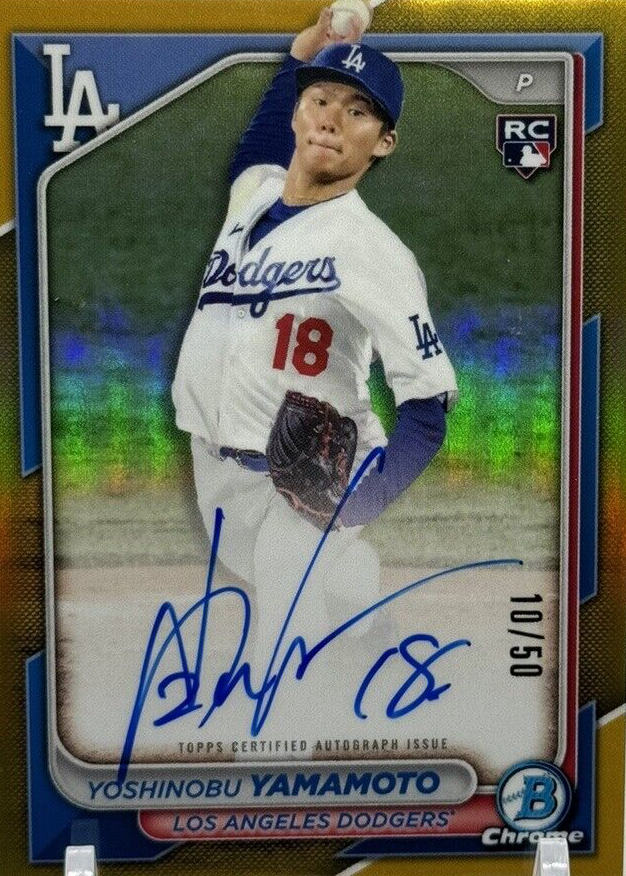 Yoshinobu Yamamoto 2024 Bowman #CRA-YY Chrome Rookie Auto - Gold