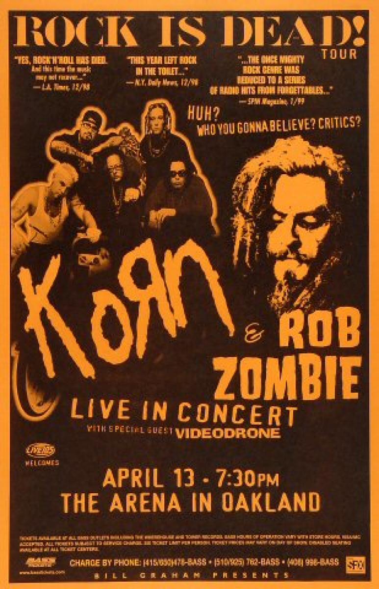 Korn Vintage Concert Poster from Oakland Coliseum Arena, Apr 13
