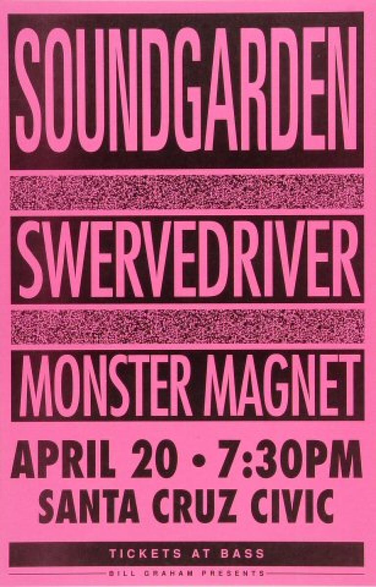 Soundgarden Vintage Concert Poster from Santa Cruz Civic
