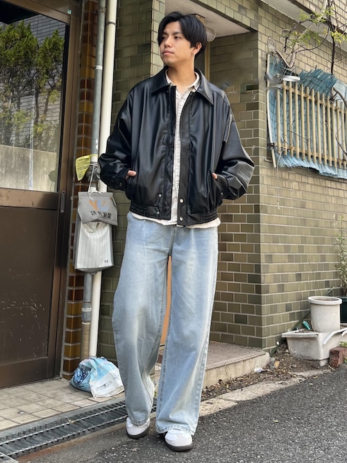 セール】【MinoriTY】シンセティックレザービッグブルゾン ショート丈