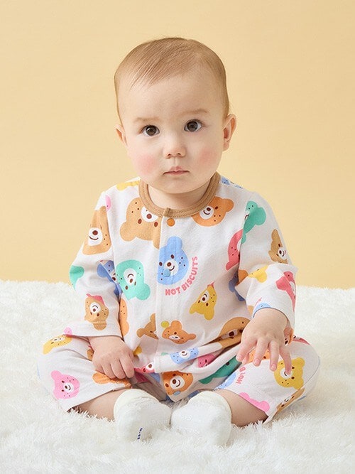 カラフルビーンズ 総柄カバーオール（ロンパース）｜HOT BISCUITS