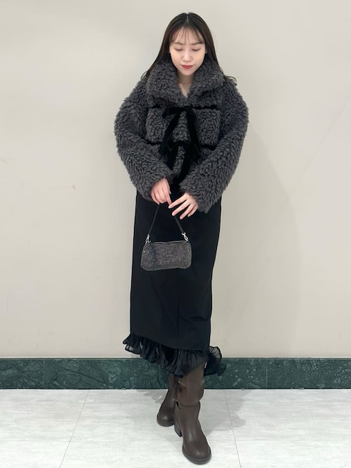 セール】Sustainableリボンボアショートコート（ムートンコート