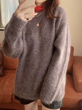 Supreme のニット/セーター（パープル系）を使った人気ファッション