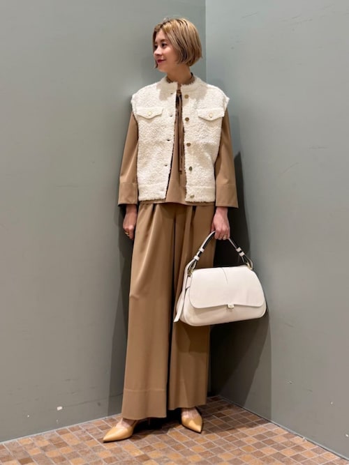 2-wayストレッチ タイ付きスタンドカラーブラウス（シャツ/ブラウス