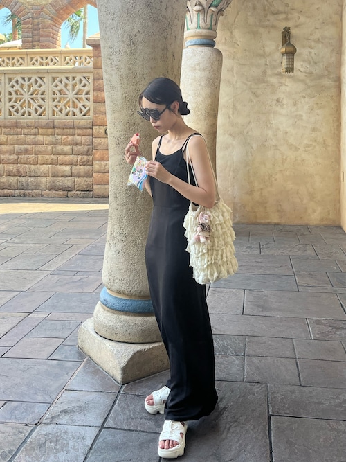 選べる】バックストラップデザインサテンキャミワンピース（ワンピース