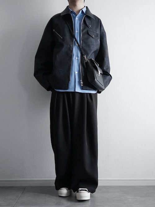 セール】ヴィンテージ加工合皮ジップアップ2wayジャケット（ブルゾン