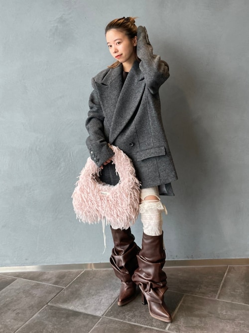 POOLDE/プールデ】Melted Boots Brown/ロングブーツ/ギャザー（ブーツ