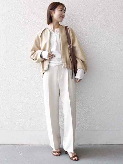 SHIPS any:〈洗濯機可能〉ダブルクロス タック ストレート パンツ