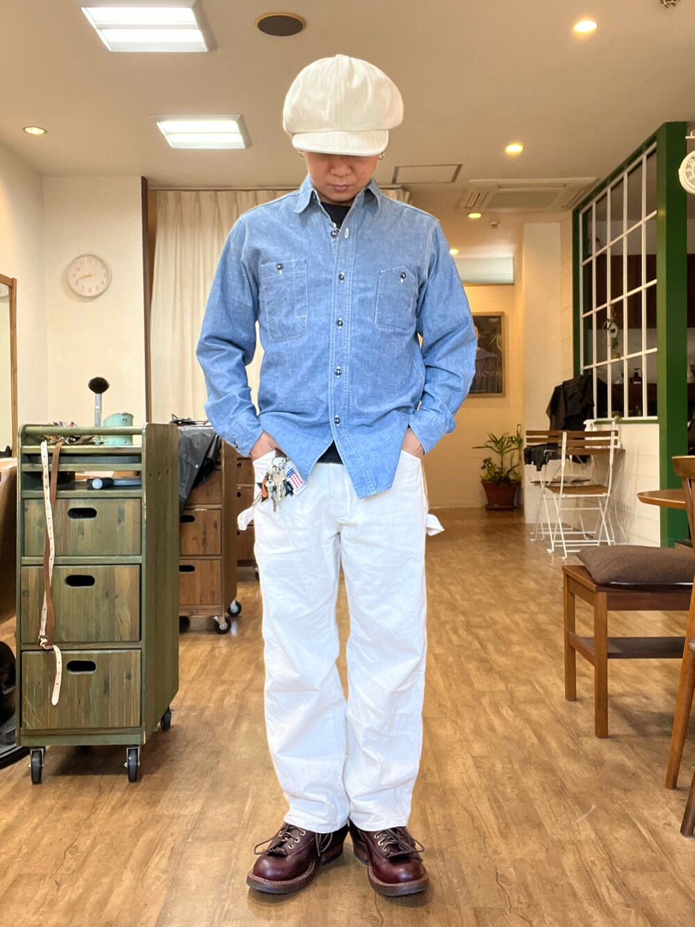 FREEWHEELERSのキャスケット（ホワイト系）を使ったメンズ人気