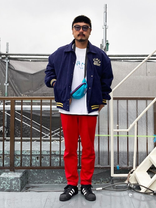 コーデュロイ襟付きキルティングスタジャン メンズ ルーズシルエット