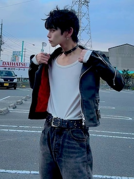 SEXY DYNAMITE LONDONのライダースジャケットを使った人気ファッション