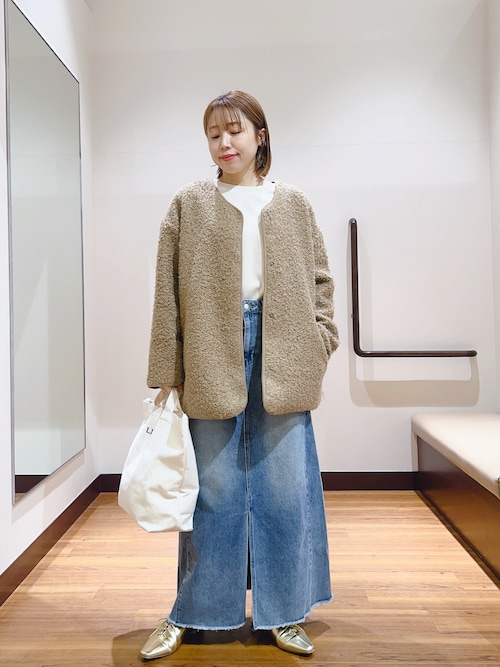 セール】ボアジャケット（ノーカラージャケット）｜ITEMS