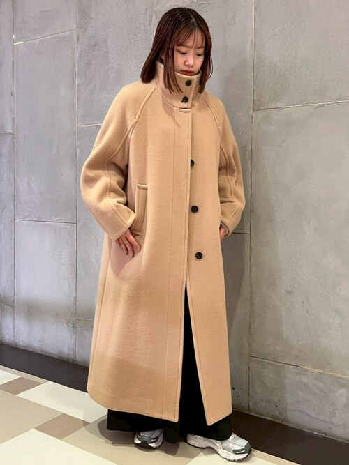 残りわずか】SUPER140スタンドカラーコート／ツイードスタンドコート