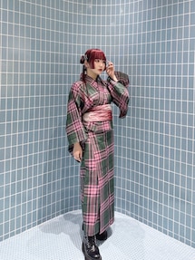 jouetieオリジナル】タータンチェックセパレート浴衣セット