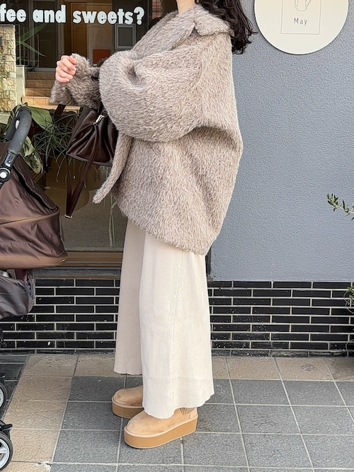 Chico（チコ） コート アウター 金ボタンシャギーミディジャケット