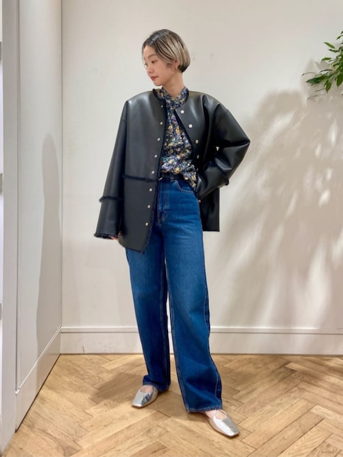 セール】ラメカットジャカード ワイドカラーブラウス（シャツ/ブラウス