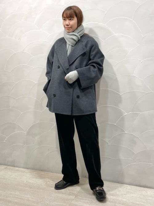 ウールダブルフェイス カラーレス ショートトレンチコート（ノーカラー
