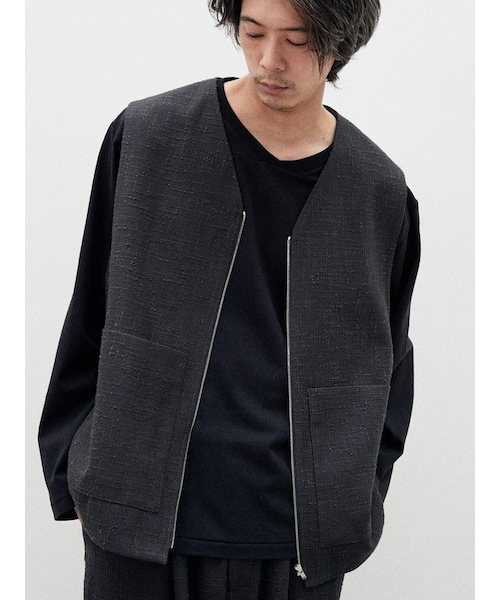 LIDNM（リドム）の「LIGHT TWEED ZIP VEST（ベスト）」 - WEAR