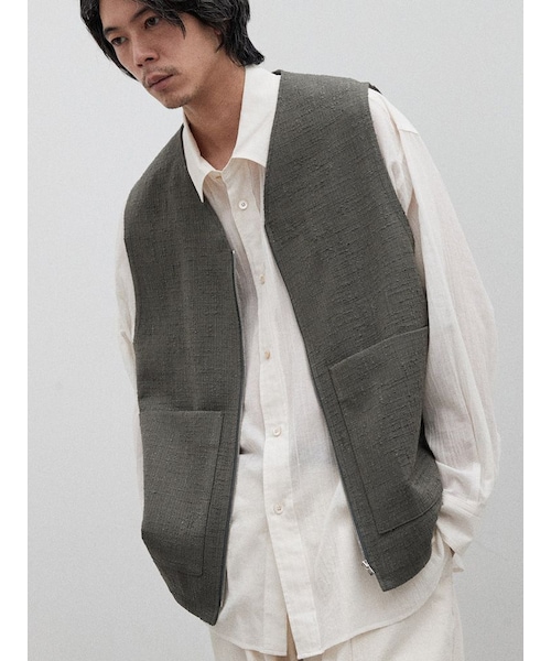 LIDNM（リドム）の「LIGHT TWEED ZIP VEST（ベスト）」 - WEAR