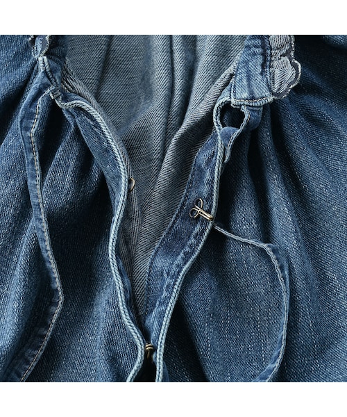 45R 45プチデニムのカットワーク刺繍スモックブラウス(重) 45R 45