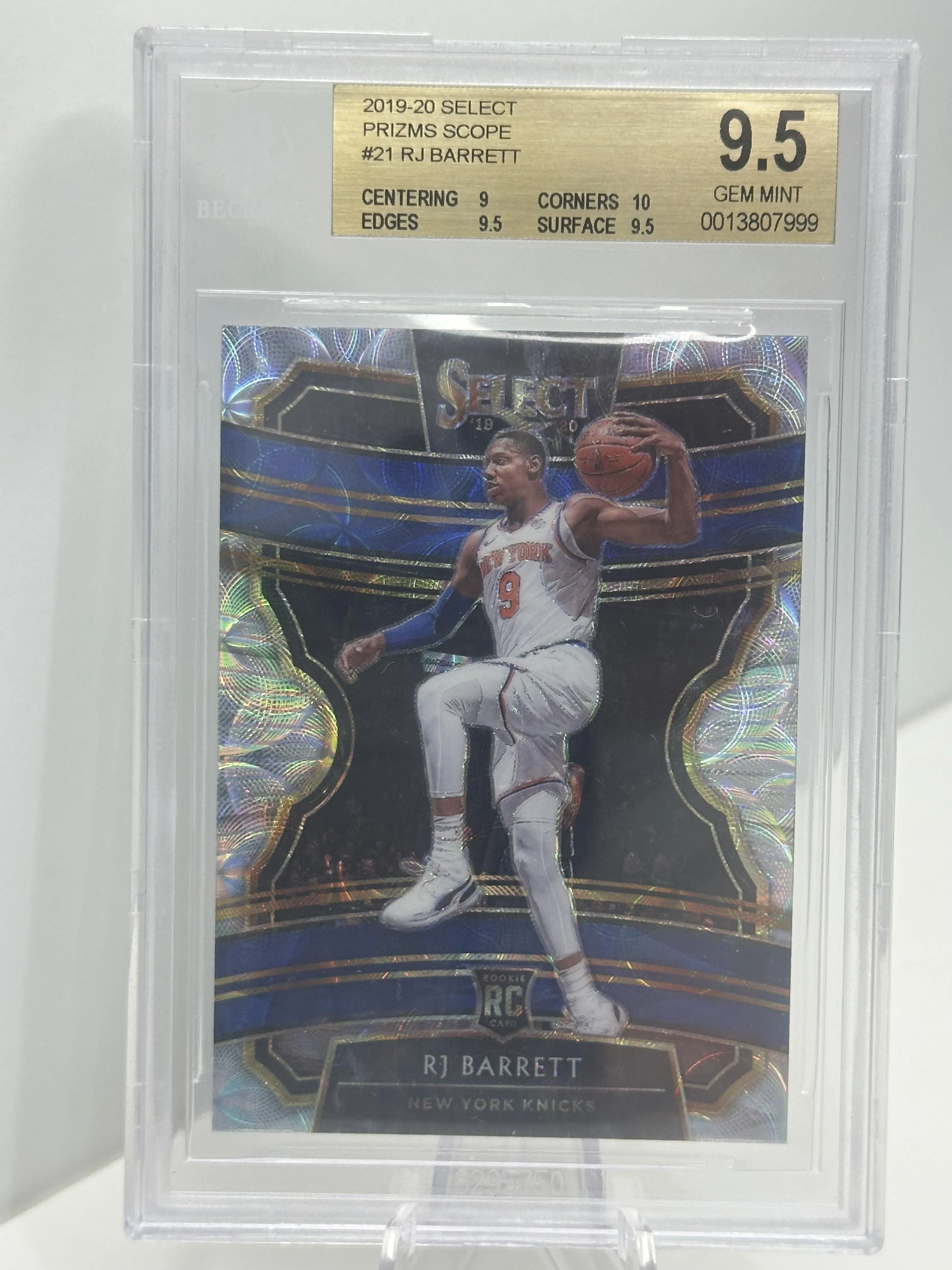 2019-20 Panini Select #21 RJ Barrett Scope Prizms BGS 9.5