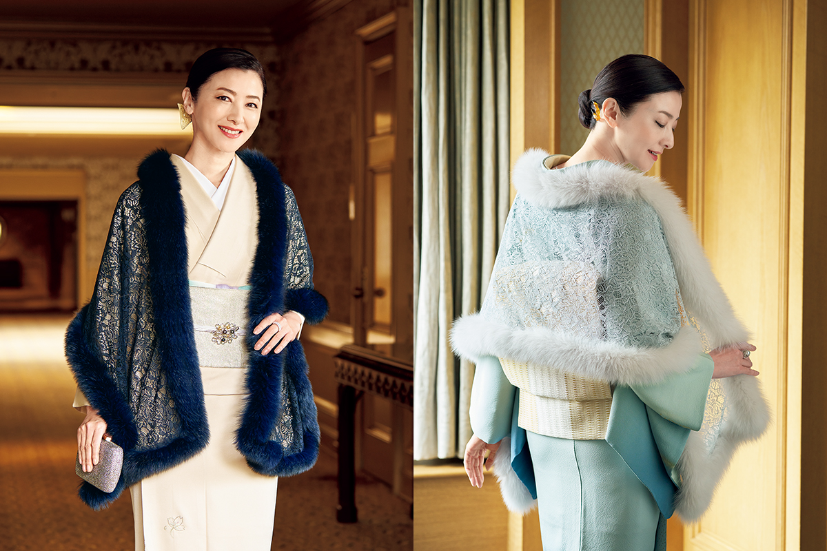 きものにもドレスにも似合う「フォックスファー付きレースストール