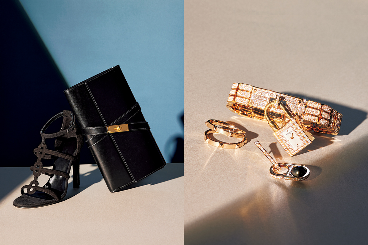 夜を彩る特別な輝き。上質さが際立つエルメスのバッグ、サンダル