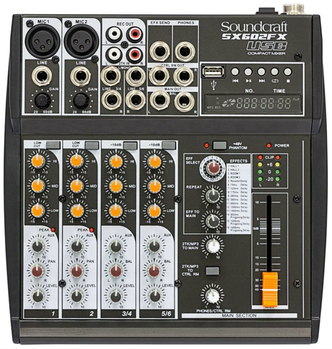 Mesa De Som Usb Analógica Soundcraft SX602 Fx 6 Canais - Amo Áudio