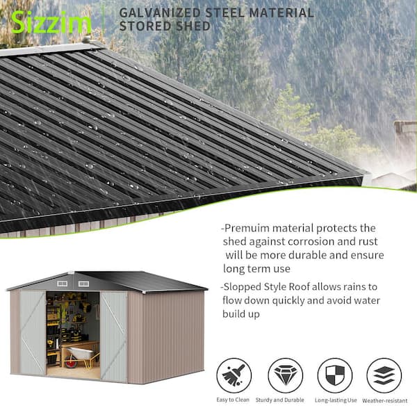 Sizzim 10 ft. W x 8 ft. D Metal Storage Shed for Garden and