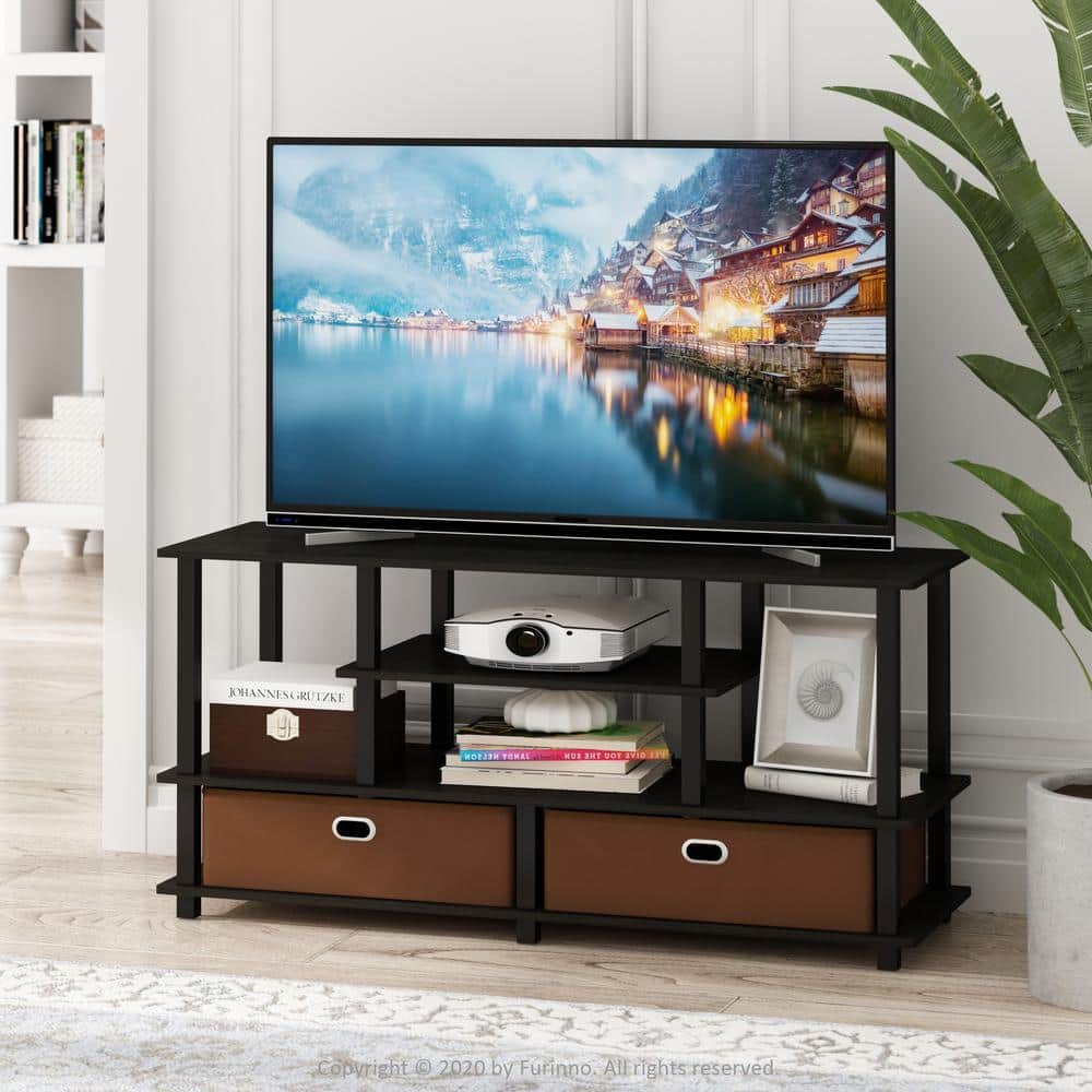 Furinno JAYA 48 in. Espresso Particle Board TV Stand Fits TVs Up