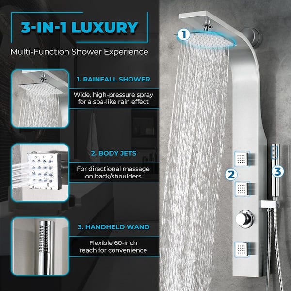 ANZZI Sans Series 40 in. Full Body Shower Panel System with Heavy