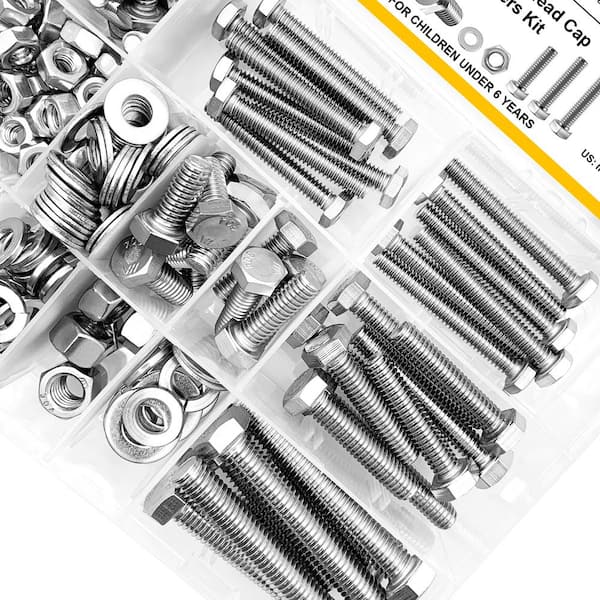 MYWISH 254-Piece SAE 304-Stainless Steel Nut, Bolt and Washer