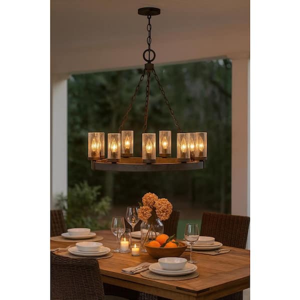 HINKLEY Sawyer 9-Light Sequoia Outdoor Single Tier Chandelier