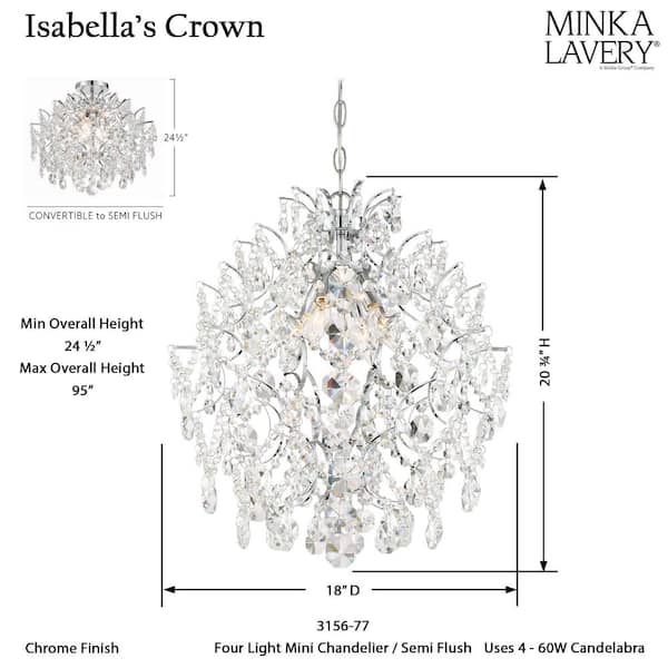Minka Lavery Isabella's Crown 4-Light Chrome Mini Chandelier 3156