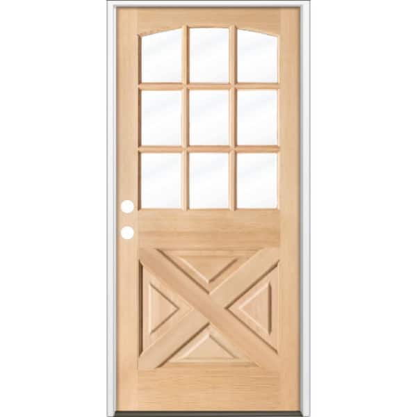 JELD-WEN 36 in. x 80 in. 9 Lite Unfinished Wood Prehung Left-Hand