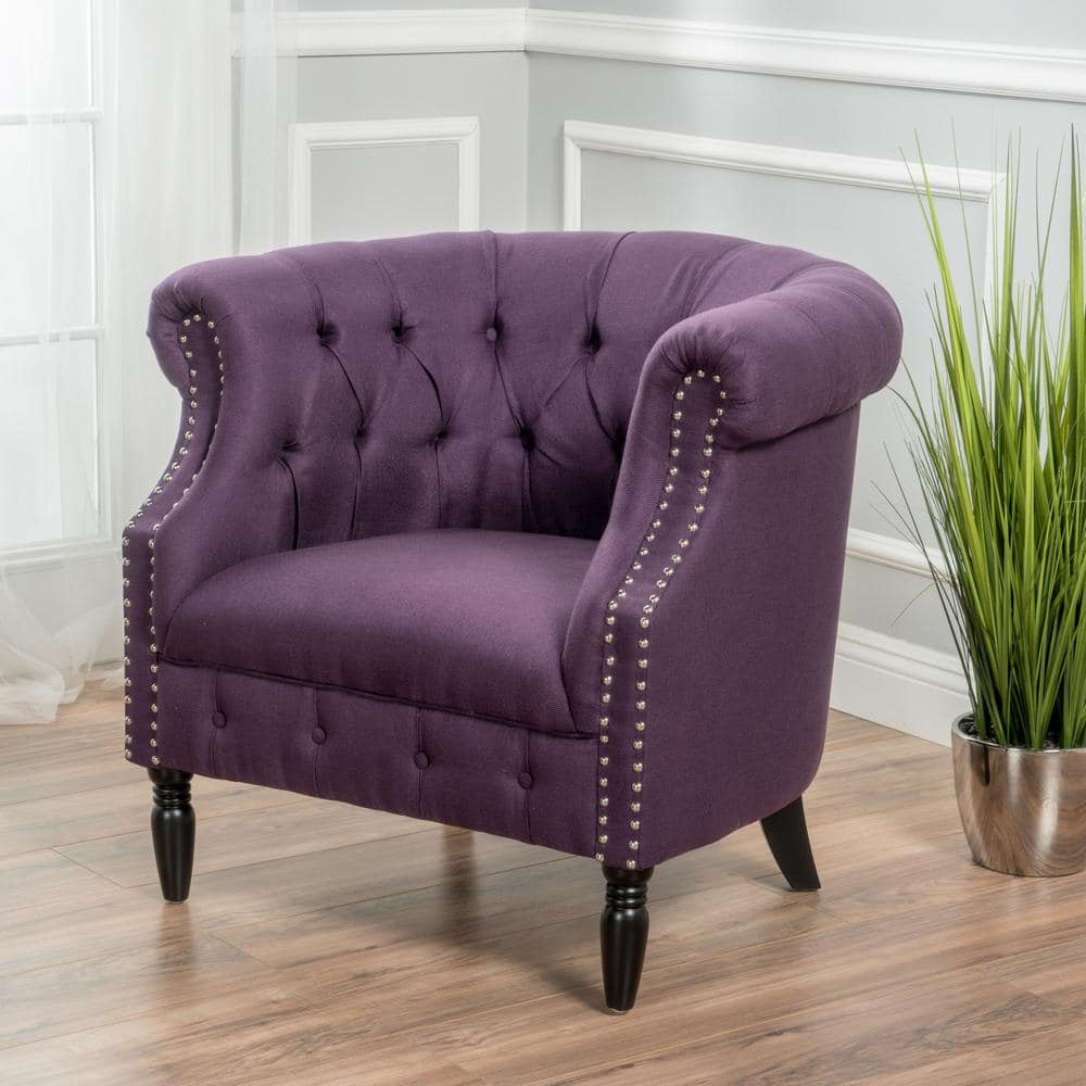 Noble House Akira 33 in. Plum Upholstered Polyester Club Chair