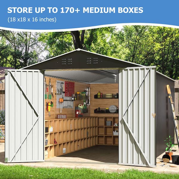 VIWAT 8 ft. W x 12 ft. D Metal Outdoor Storage Shed with Lockable