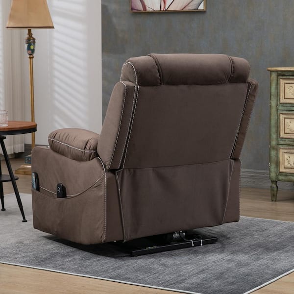 YOFE Oversized Coffee Brown Velvet Electric Recliner Chair Elderly