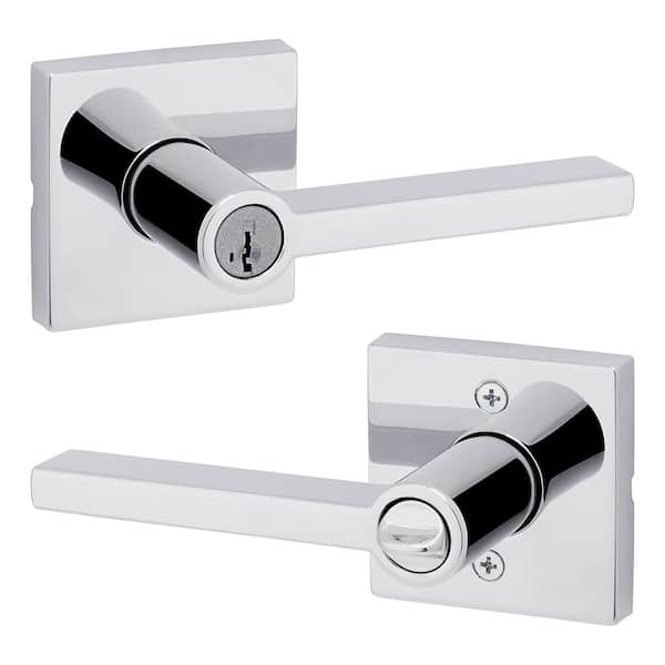 Kwikset Halifax Square Polished Chrome Keyed Entry Door Handle