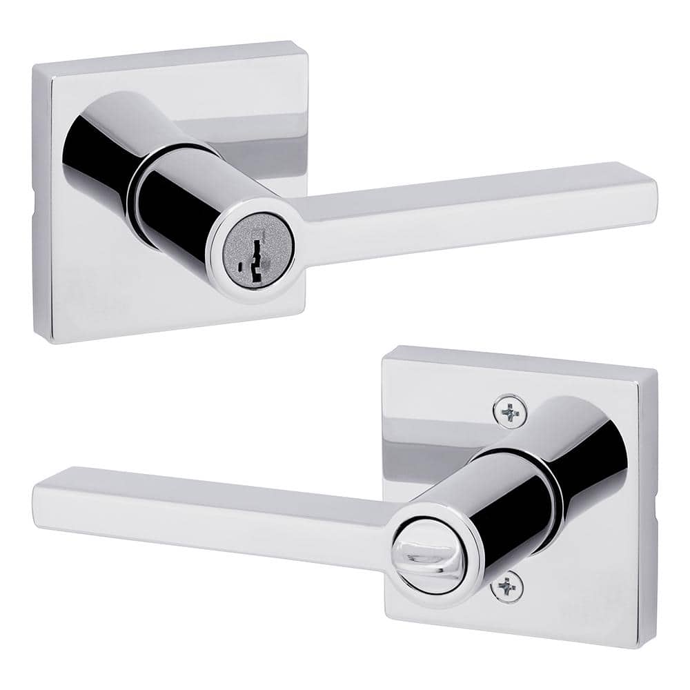 Kwikset Halifax Square Polished Chrome Keyed Entry Door Handle
