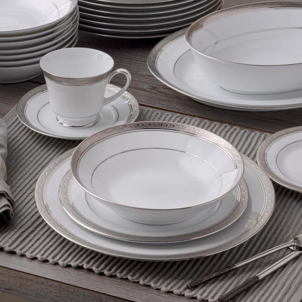 Noritake Crestwood Platinum 50-Piece (Platinum) Porcelain